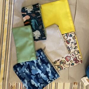 Set of 6 Washable Reusable Fabric Food Storage Bags Zippered | 4 Large 2 Medium